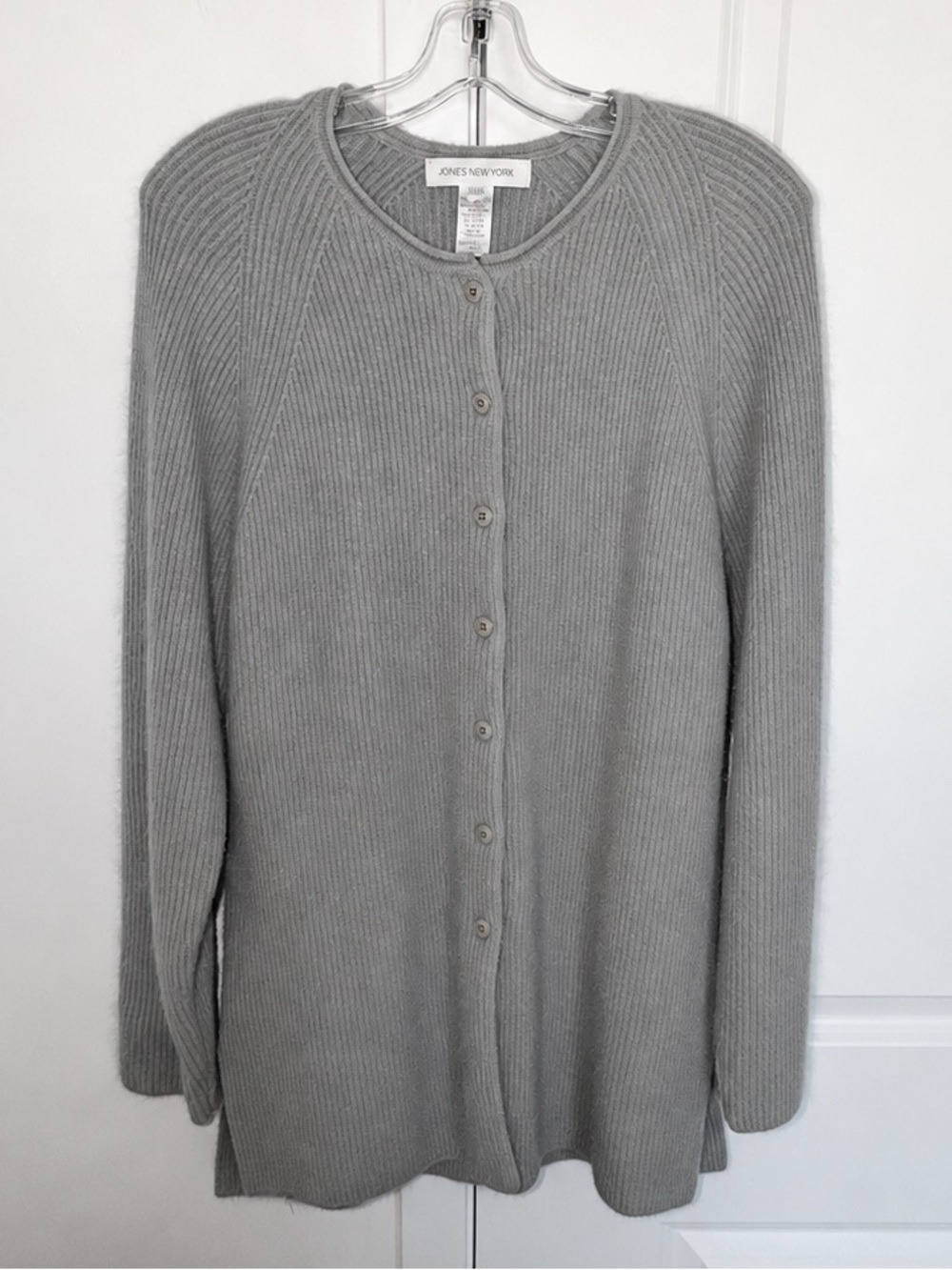 Jones New York Wool Angora Cardigan Gray Button Front Sweater | Size S | - Picture 3 of 8